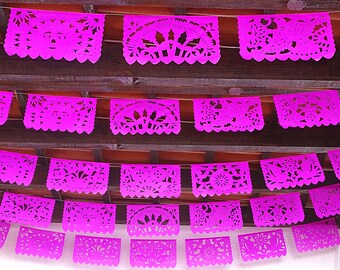 Pink Papel Picado Banner: Mexican Fiesta Decorations, 5pk Tissue Paper