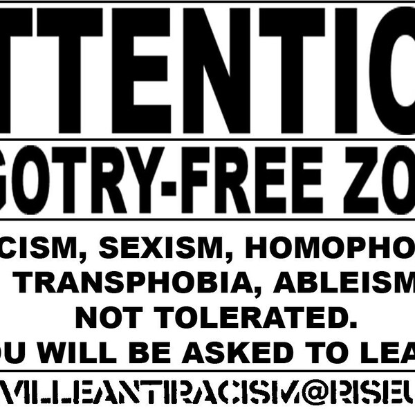 Bigotry Free Zone AAR Sticker