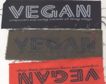 Vegan: compassion and caring towards all living things patch