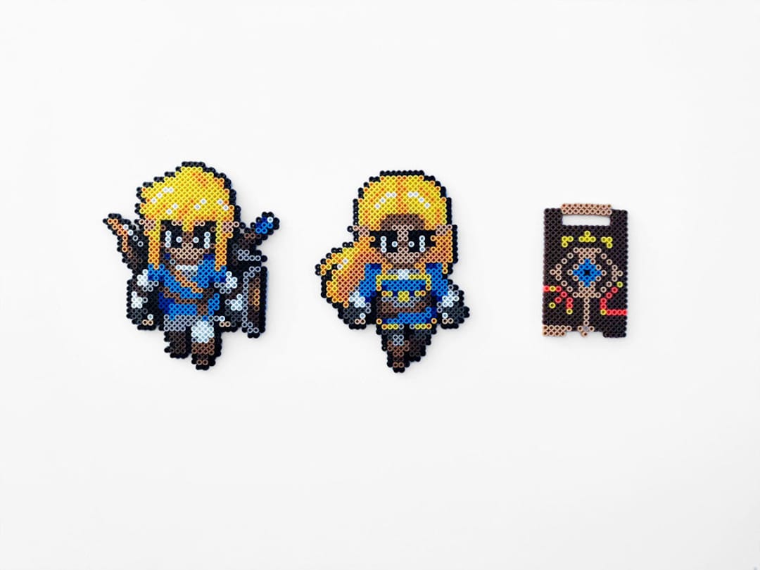 I got a perler bead kit for Christmas so I made BOTW Link and BOTW2 Zelda :  r/beadsprites