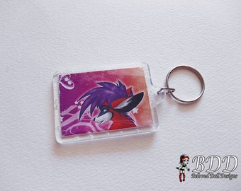 Anthro Furry Anime Keychain Photo #558 Anime Headshot Kawaii Swirls and Stars