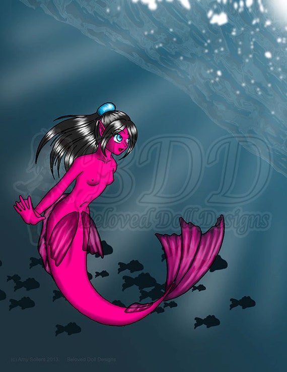 Anime Mermaid Art Print 8 5x11 And 5x7 534 Underwater Sandy Etsy