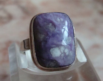 Vintage Sterling Silver Charoite Ring Size 4