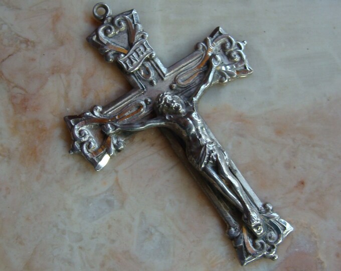 Vtg Sterling Silver 925 Crucifix Cross Pendant Very Detailed, 2 1/4 in ...
