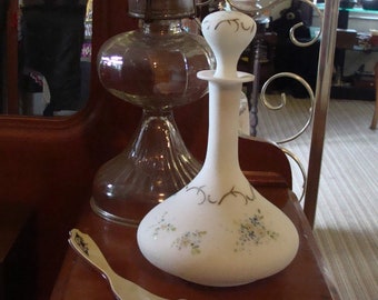 Victorian Satin Milk Glass Toilet Water / Cologne Scent Bottle