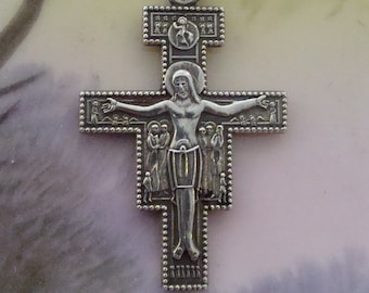 Sterling Silver Crucifix Cross Pendant  1 5/8 in x 1 in Signed JCC