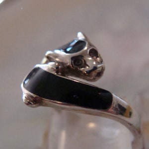 Vtg Sterling BLACK PANTHER Heads Ring Size 10 made in Italy