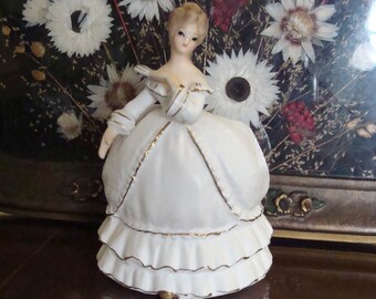 ViNTaGe 1950s NAPCO Ware Japan Lady Woman Doll Figurine Planter Vase ~ White Dress