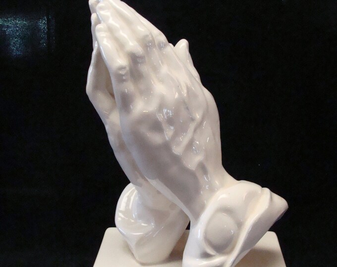 10 Inch Praying Hands Figurine / Statue Ceramic All White W/ Etsy