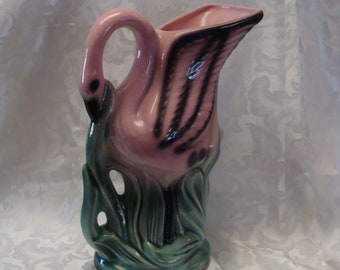 1950&#39;s Flamingo Pitcher / Planter / Vase 10 inches tall