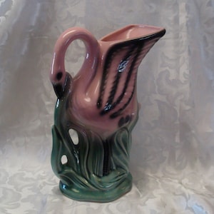 1950&#39;s Flamingo Pitcher / Planter / Vase 10 inches tall