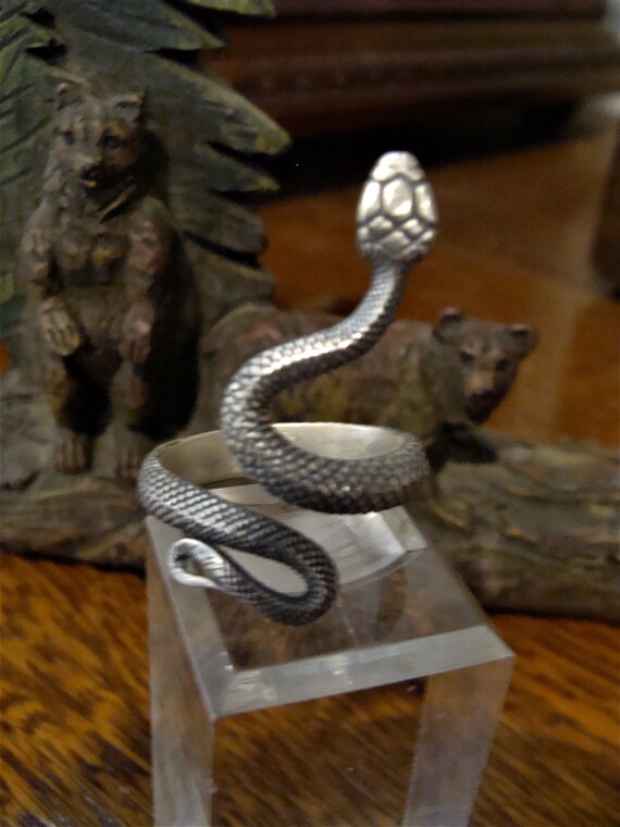 Sterling Silver Snake Wrap Ring Adjustable Very d… - image 2