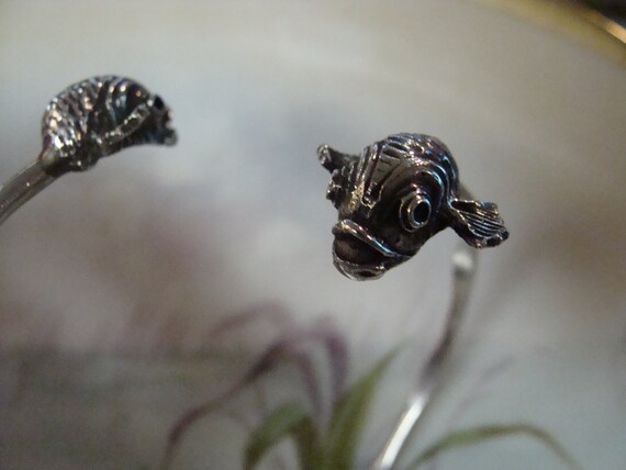 Vintage Sterling Silver open / Split Bangle with … - image 4