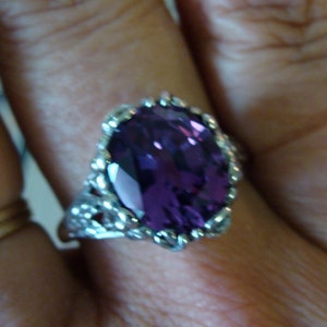 Art Nouveau design Sterling Silver Alexandrite Ring Size 9 image 5