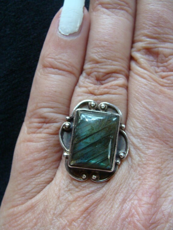 Vtg Labradorite Sterling Silver Ring Size 6 - image 7