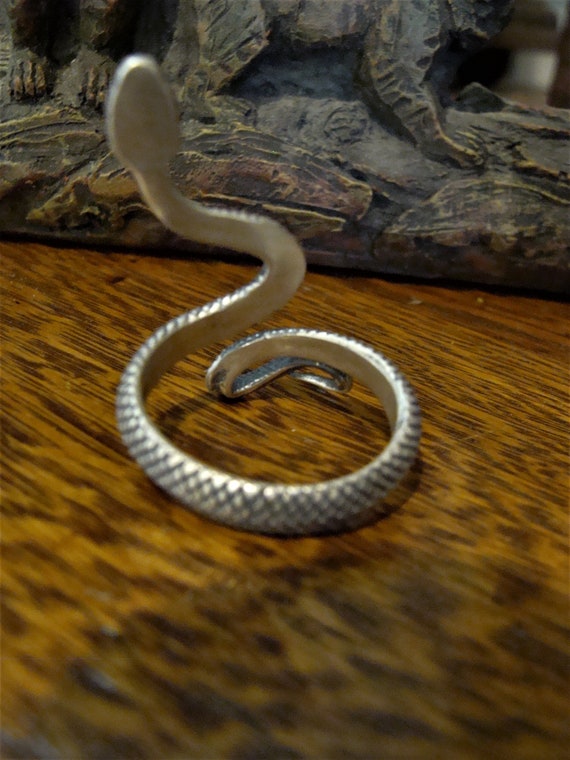 Sterling Silver Snake Wrap Ring Adjustable Very d… - image 3