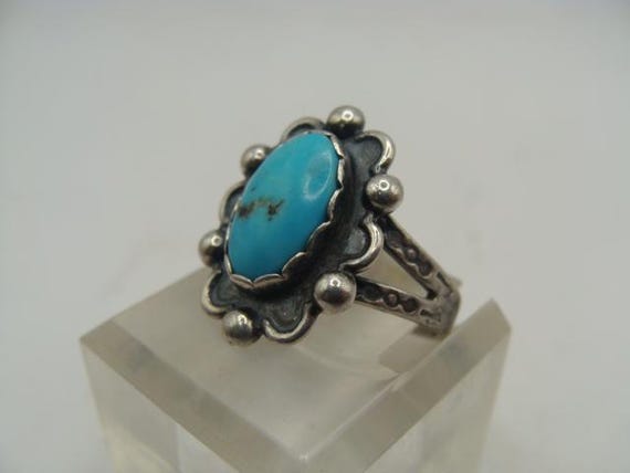 Vtg Sterling Native American Turquoise Ring Size … - image 3