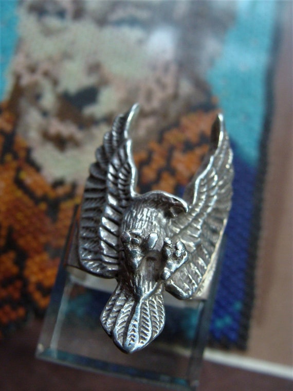 Vtg Sterling Silver Eagle Ring Size 8.5