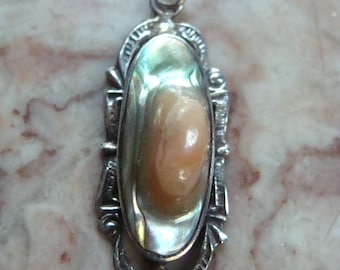 Vintage Colorful Sterling Silver Blister Pearl Pendant