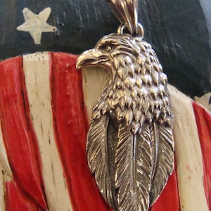 Detailed Sterling Silver Eagle w/Feathers Pendant