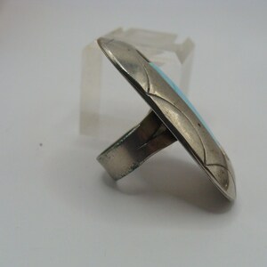 Huge Sterling Native American Sleeping Beauty Turquoise Ring Size 6 image 5