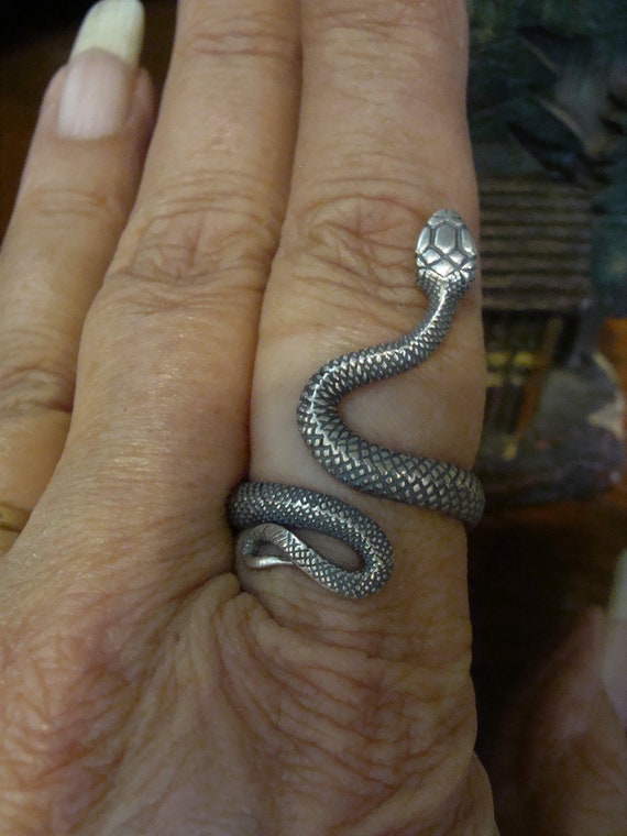 Sterling Silver Snake Wrap Ring Adjustable Very d… - image 5