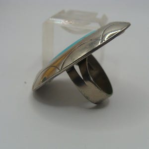 Huge Sterling Native American Sleeping Beauty Turquoise Ring Size 6 image 4