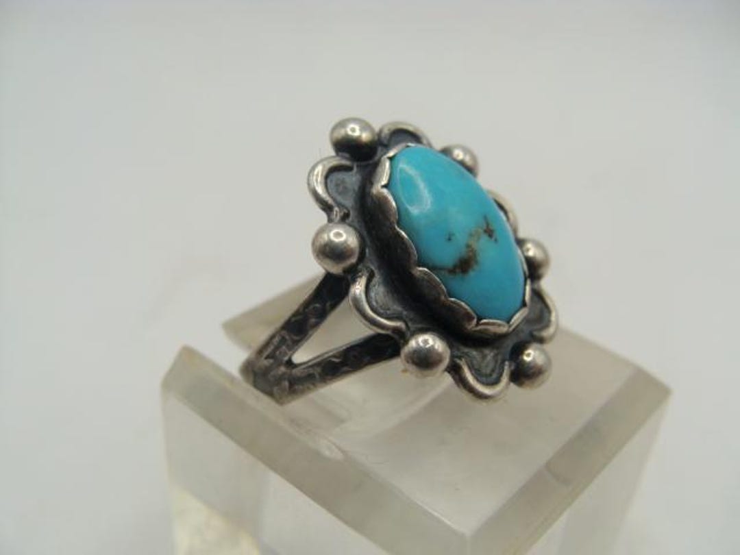 Vtg Sterling Native American Turquoise Ring Size 6 Navaho - Etsy