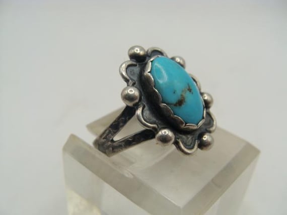 Vtg Sterling Native American Turquoise Ring Size … - image 1
