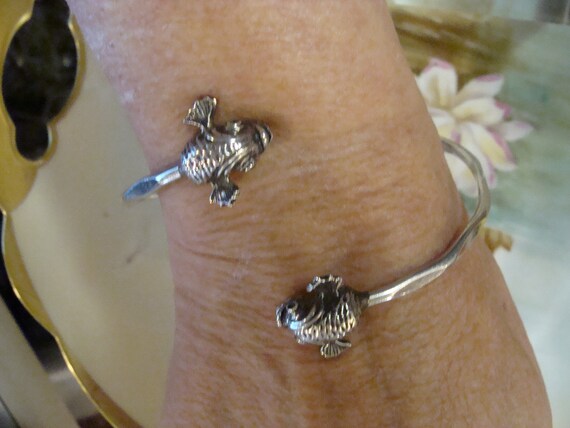 Vintage Sterling Silver open / Split Bangle with … - image 5