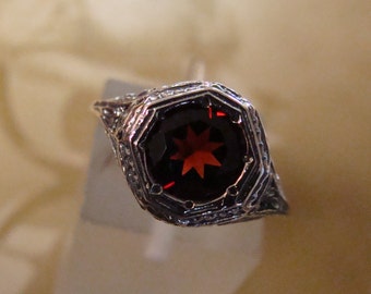 Sweet Sterling Natural Garnet Ring Size 8