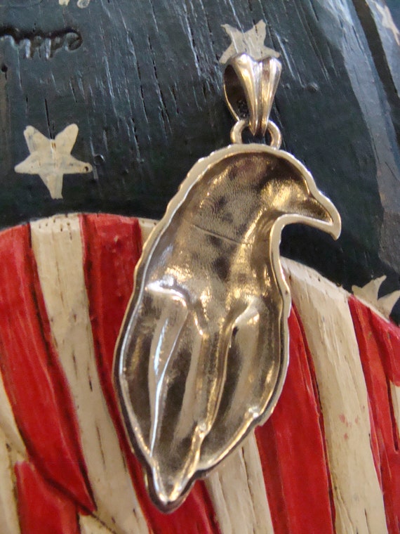 Detailed Sterling Silver Eagle w/Feathers Pendant - image 3