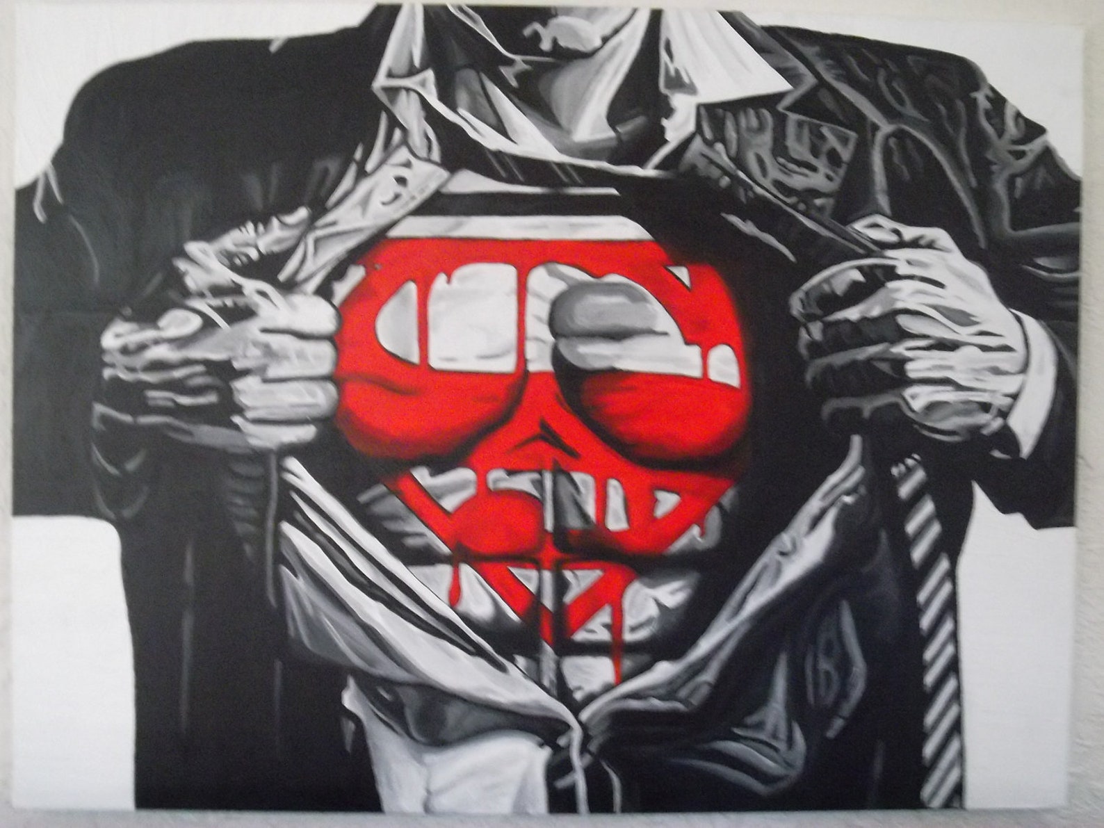 Large Acrylic Superman Painting 30 X 40 Etsy