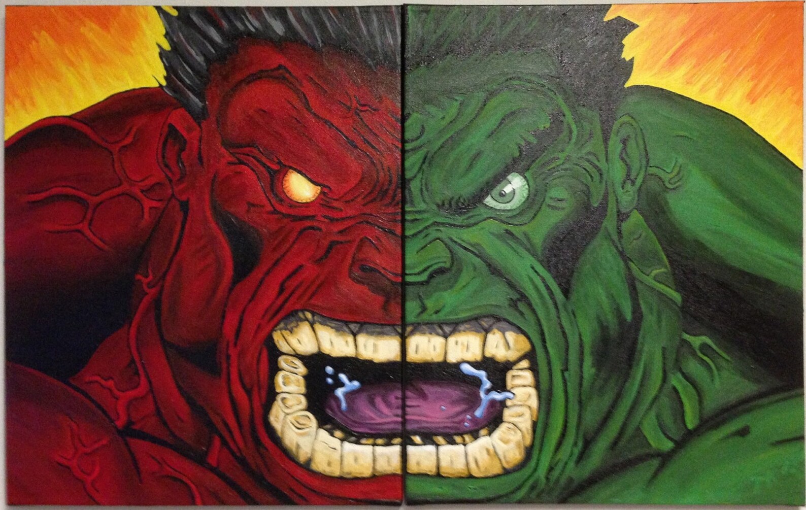 Incredible Hulk 2 Piece Acrylic Painting. Many Color Options Etsy