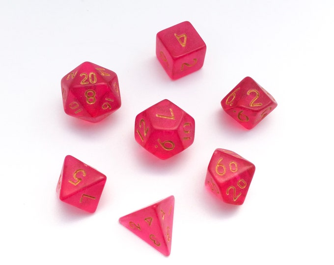 D&D Dice Set Dnd Dice Set MINI Hot Pink Clear Dice Set Etsy