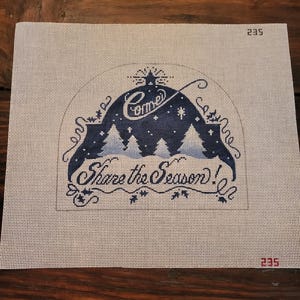 Come share the season! Christmas needlepoint canvas