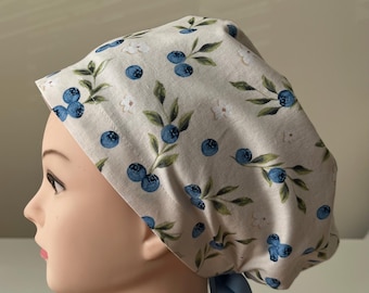 Women’s Blueberry and Flower Design Scrub Caps & Surgical Caps