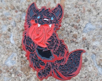 Hallowtines Werewolf Corvinus black and red with heart Soft Halloween Colors creepy cute cryptid