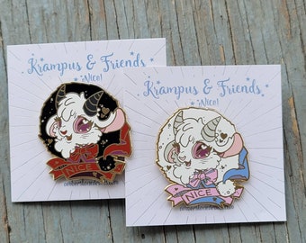 Krampus and Friends! Yule Goat Pin