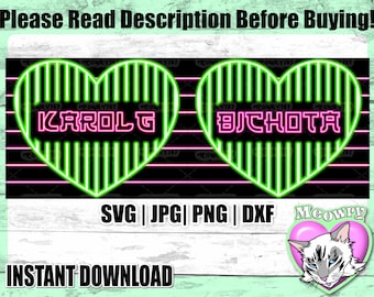Karol G x Feid Neon Green lights heart SVG | PNG