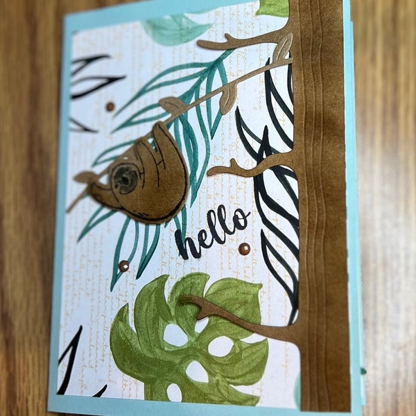 Stampin Up, Sloth, Alligator, Parrot, Jungle Pals, Childrens Card, Fun Fold Card, Animals, Greeting Card, Hello,