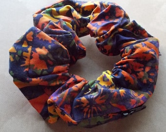 Bright Batik Colorful Tie Dye Hidden Pocket Zipper Scrunchie Hair Tie