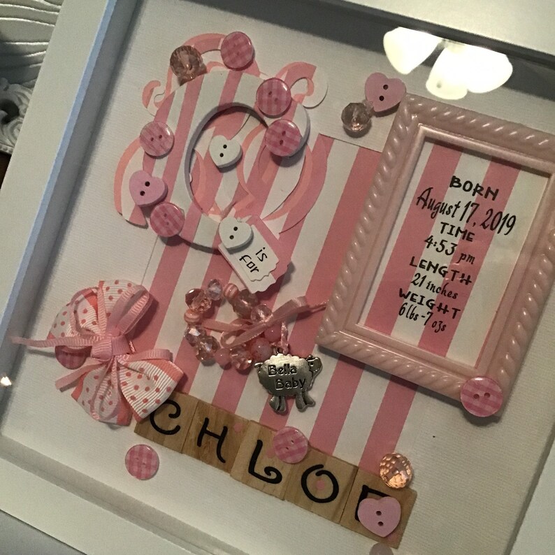 Custom Birth Announcement Shadow Box Boy/Girl 8x8 inch Etsy