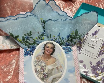 Handkerchief  Bride SomeThing Blue keepsake card