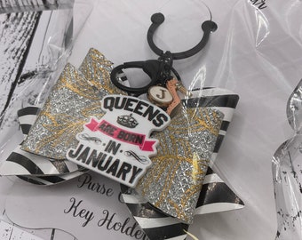 Purse Bow Charm Key Holder January  Girl Birthday