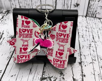 Purse Bow Charm Key Holder In the Pink