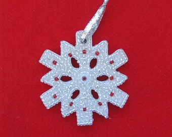 Sparkly Beaded Mosaic Snowflake Christmas Ornament Great  Gift