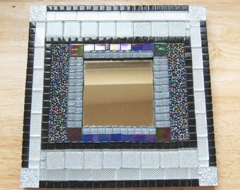 Mosaic Glitzy Mirror Handcrafted Mirror Black Home Decor