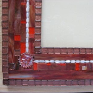 Ooak Mosaic photo Frame 9x11 Colorful Southwestern Sun Frame Orange Copper Brown image 3