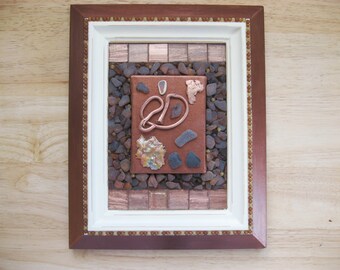 Ooak Seaglass Mosaic "Just Beachy" mixed media home decor wall art